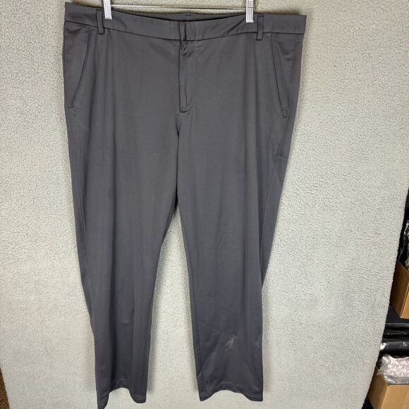 Puma Pants Mens 40x33 Grey Golf Flat Front Casual Stretch Outdoor Polyester - Picture 1 of 10